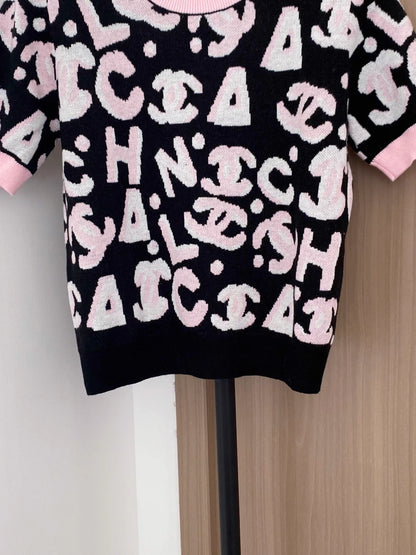 Jacquard Letter Short-Sleeve T-Shirt