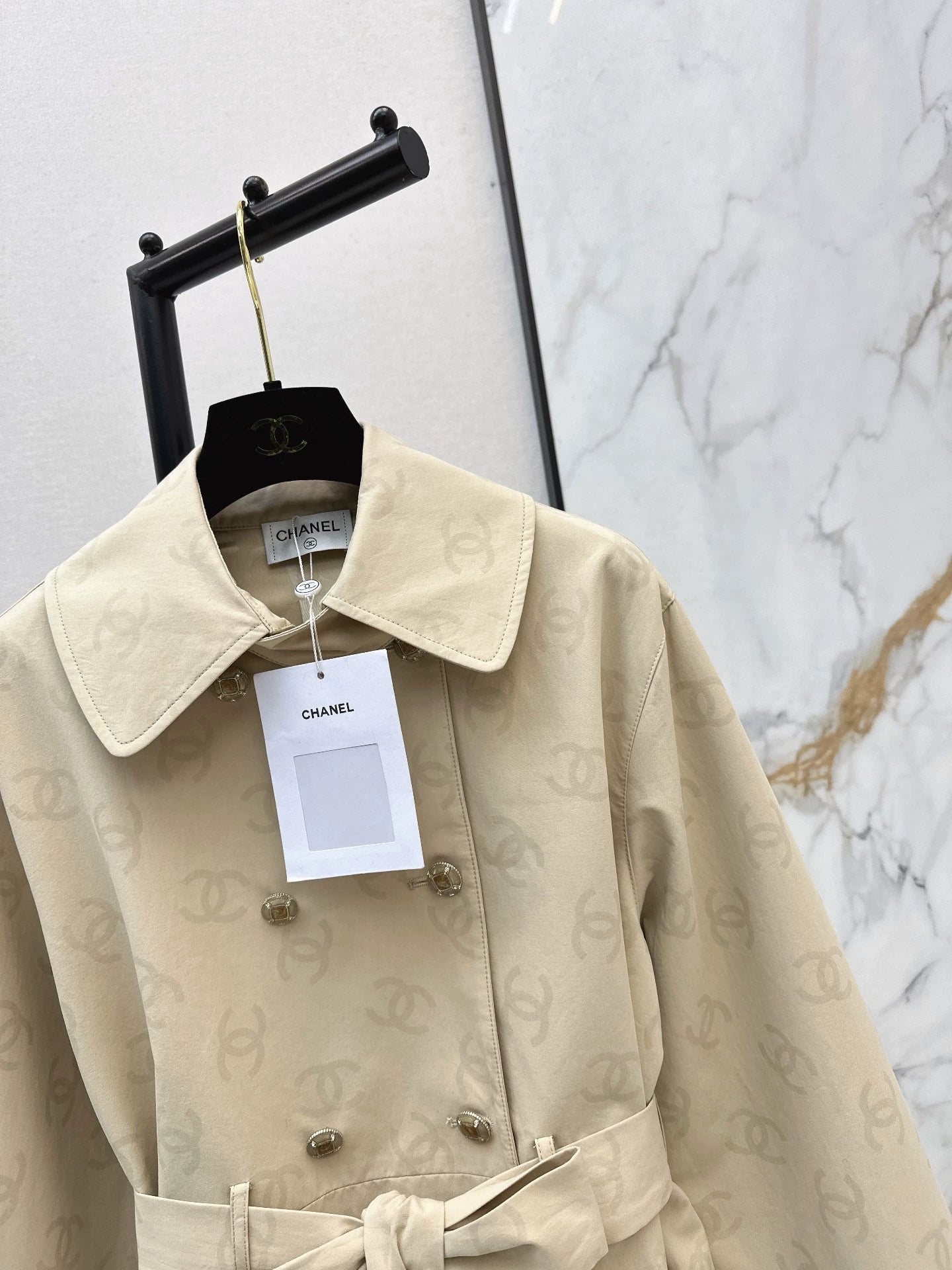 Jacquard Mid-Length Trench Coat