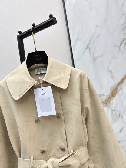 Jacquard Mid-Length Trench Coat