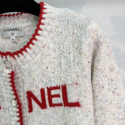 White blended yarn cardigan