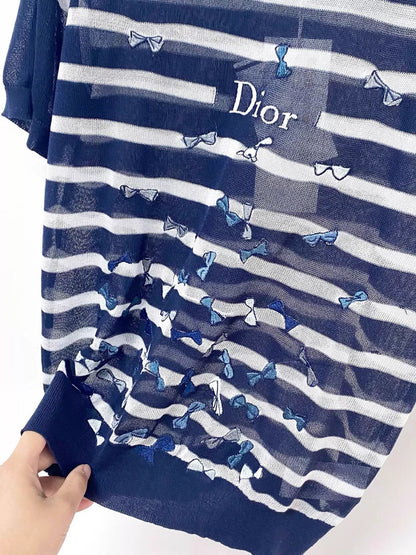 26ss Striped bow T-shirt