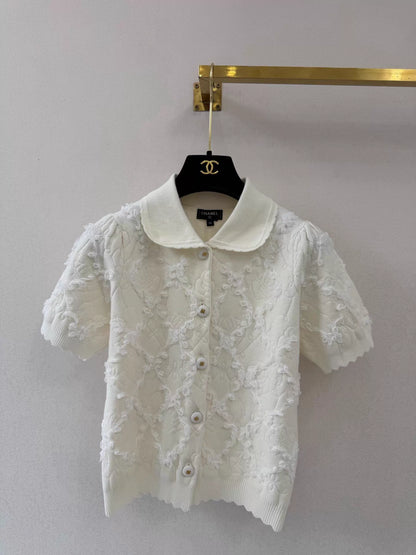 26ss Peter Pan collar knitted short sleeve
