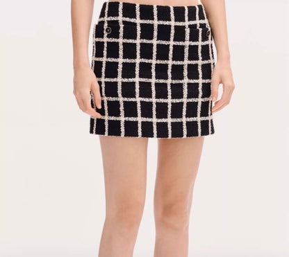26ss French plaid tweed T-shirt/Skirts