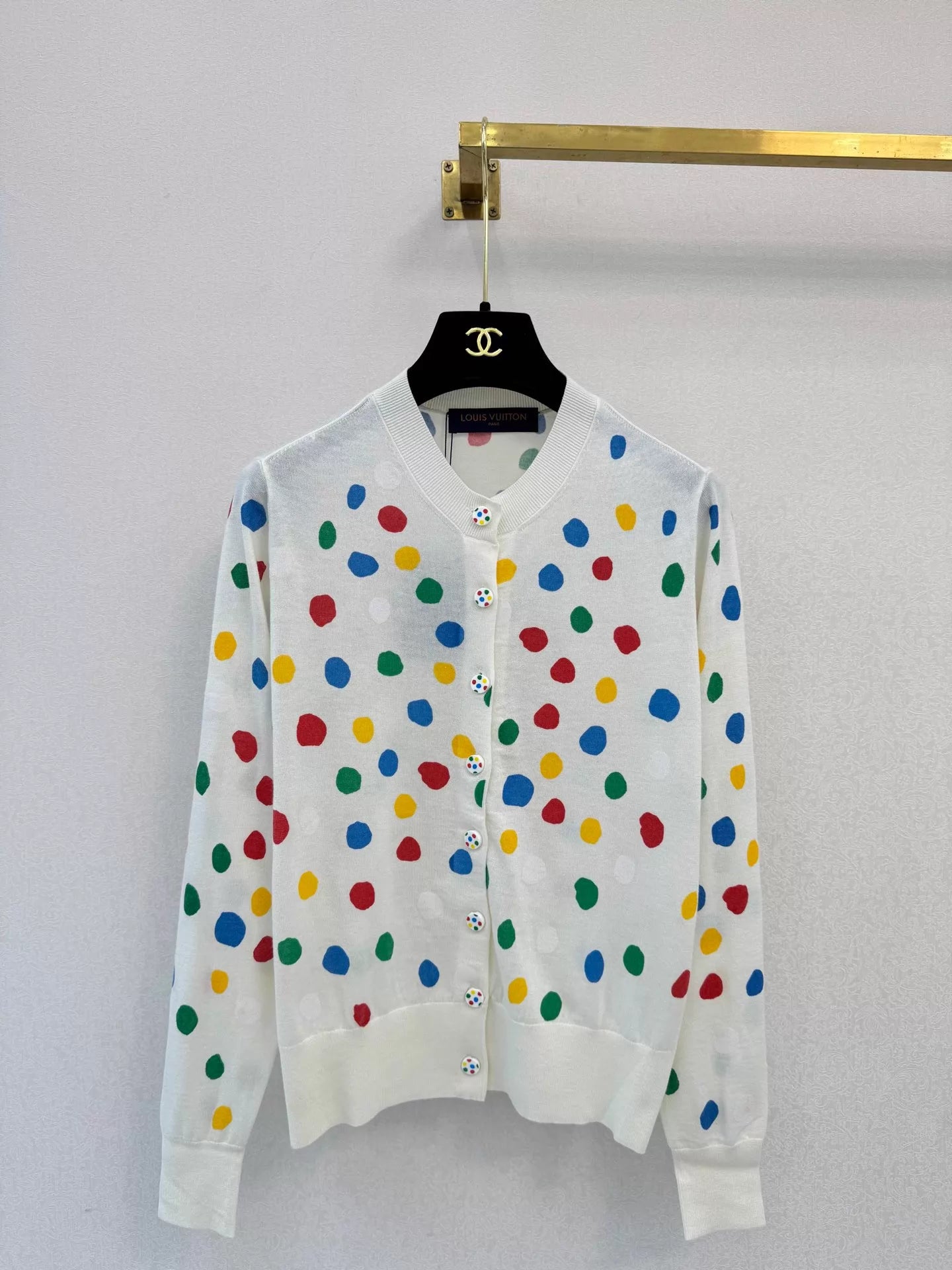 Colorful Polka Dot Knit Cardigan