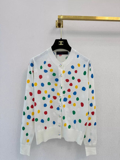 Colorful Polka Dot Knit Cardigan