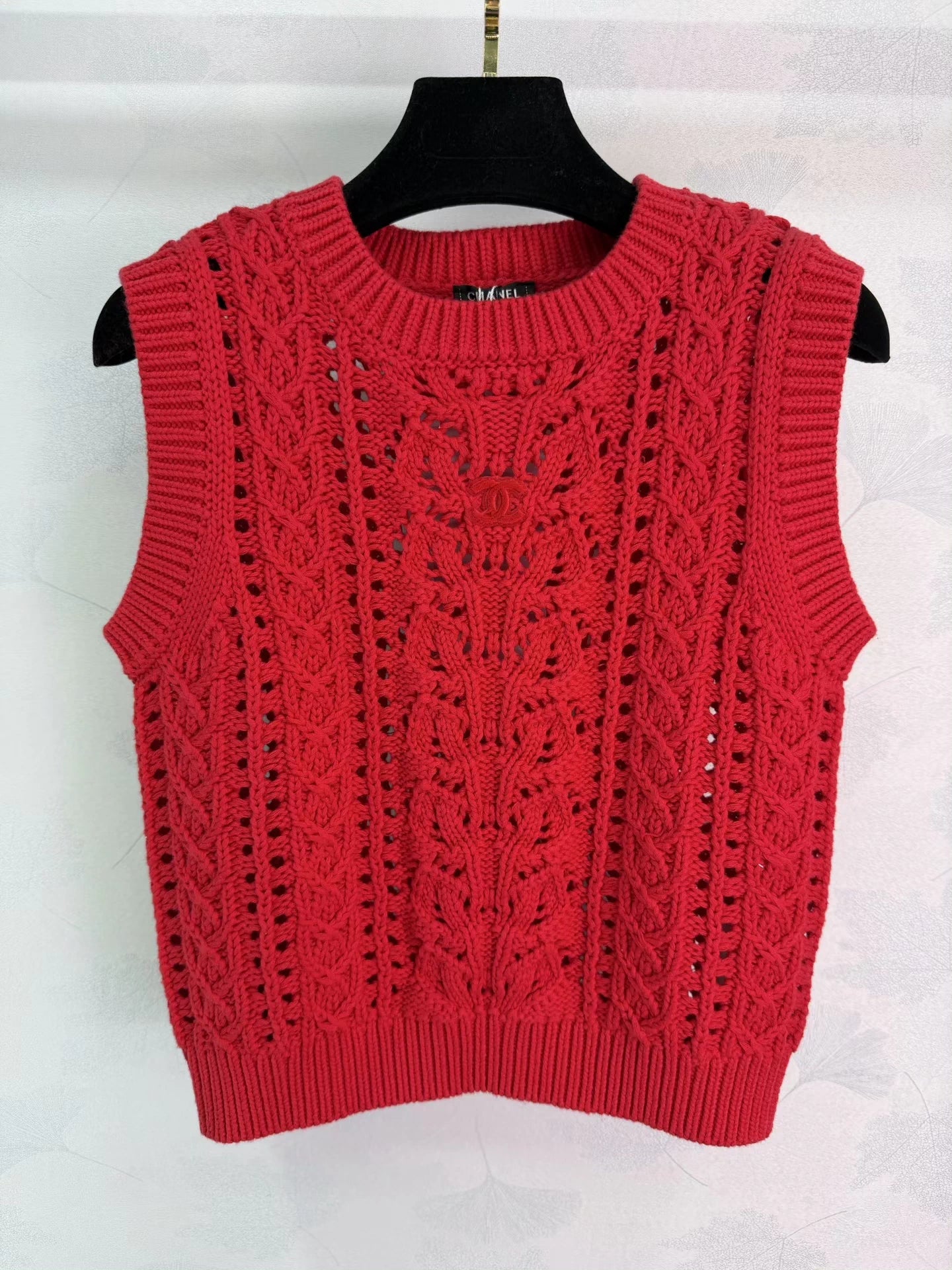 Openwork Knit Sleeveless Vest