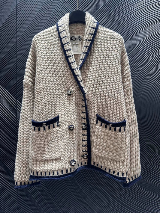 Double breasted sweater jacket