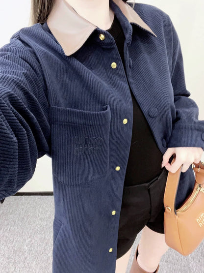 25fw Splicing lapel pocket shirt jacket