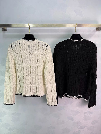 French-style crochet knit cardigan