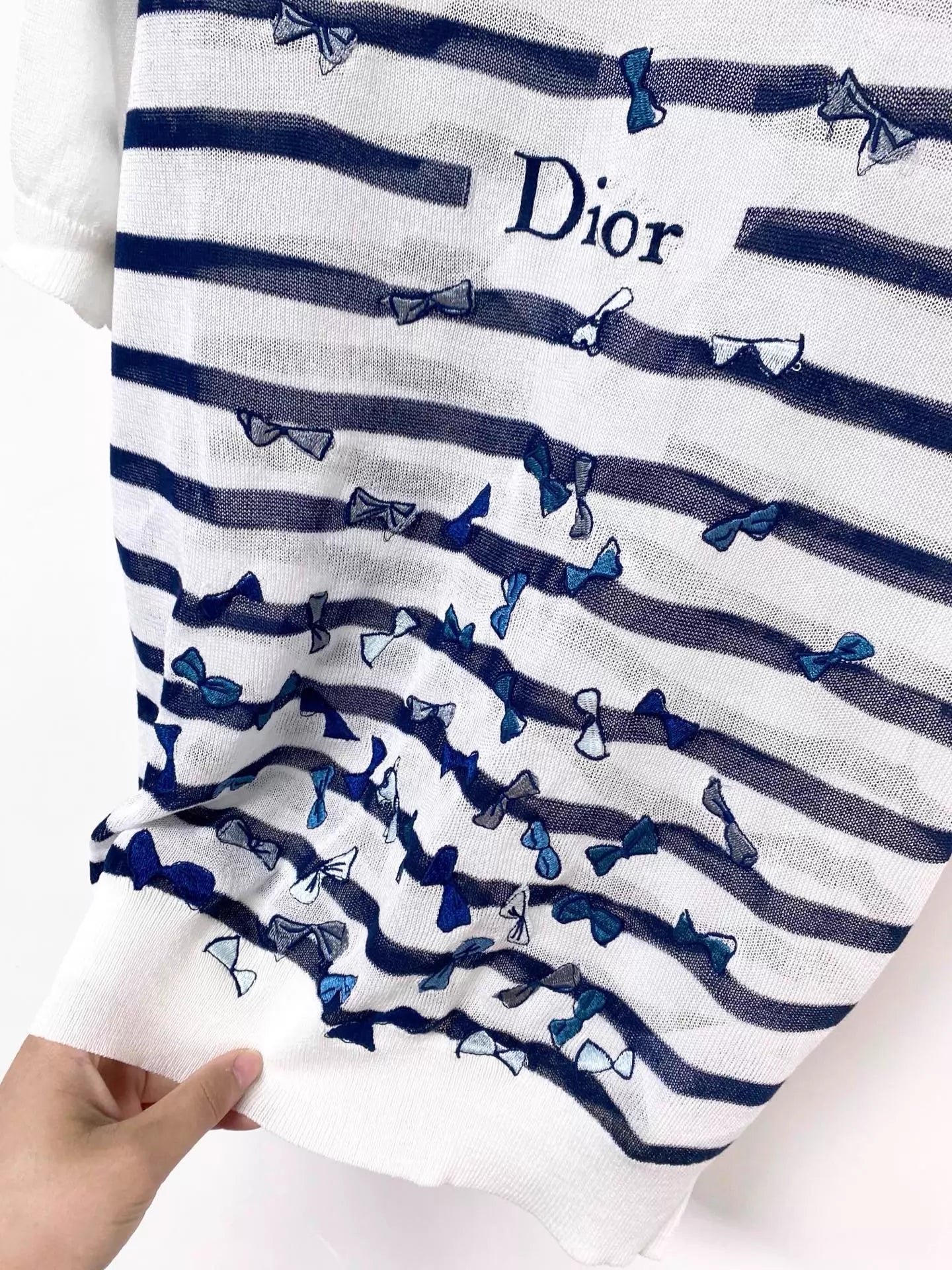 26ss Striped bow T-shirt