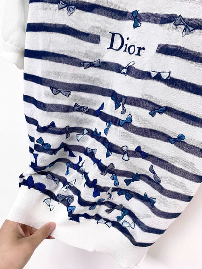 26ss Striped bow T-shirt