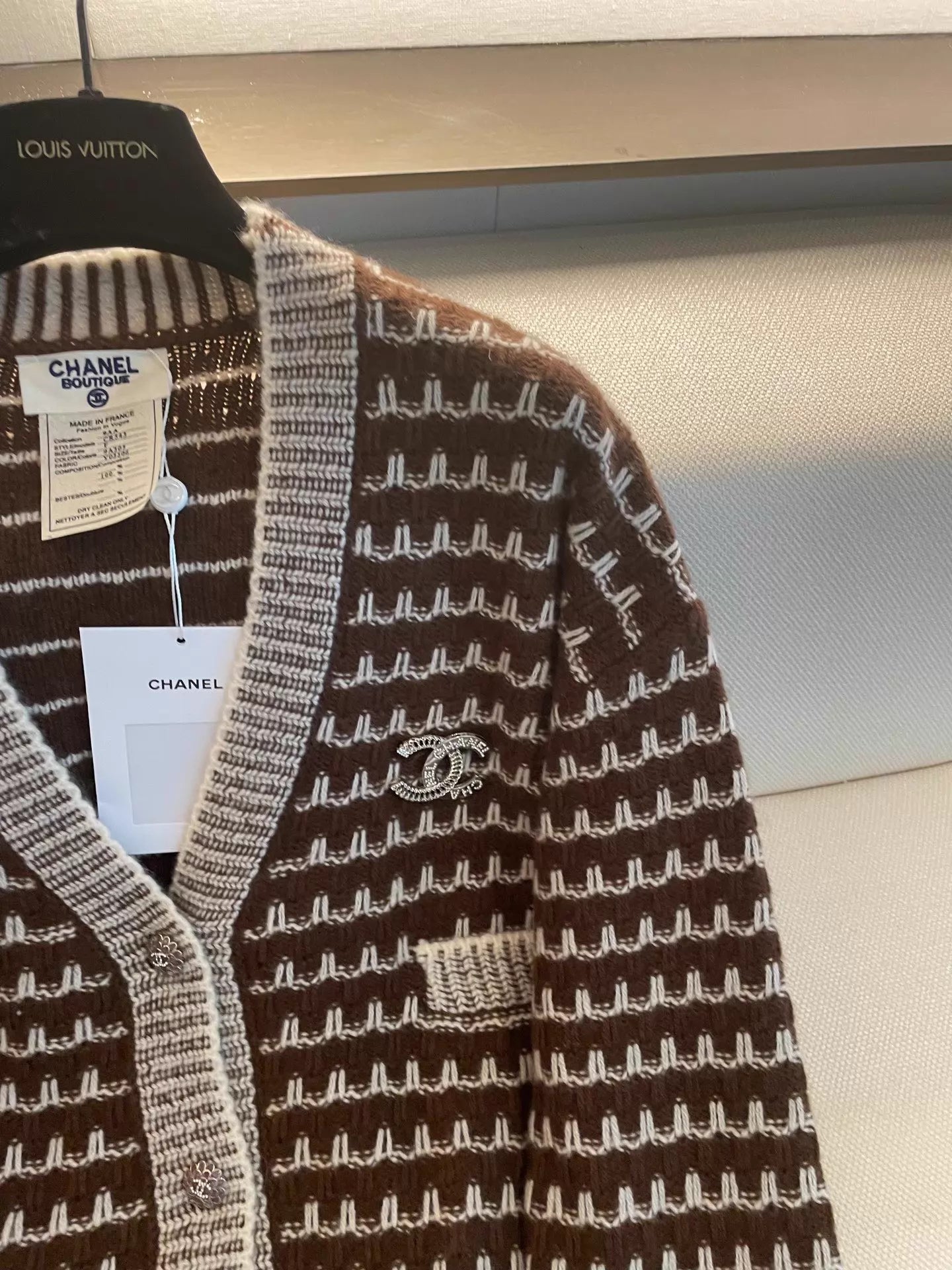 V-neck wool cardigan
