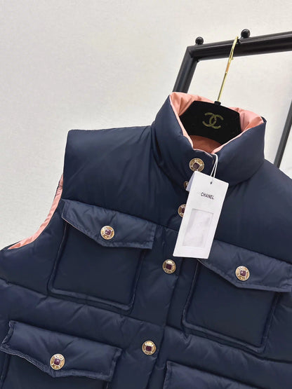 Stand-up collar down vest