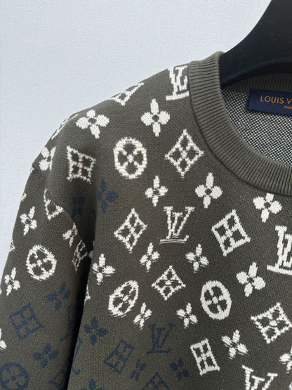 Full printed vintage knitted pullover sweater