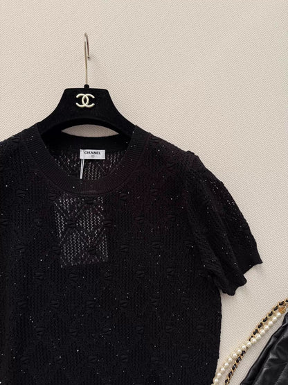 26ss Hollow-out knit T-shirt