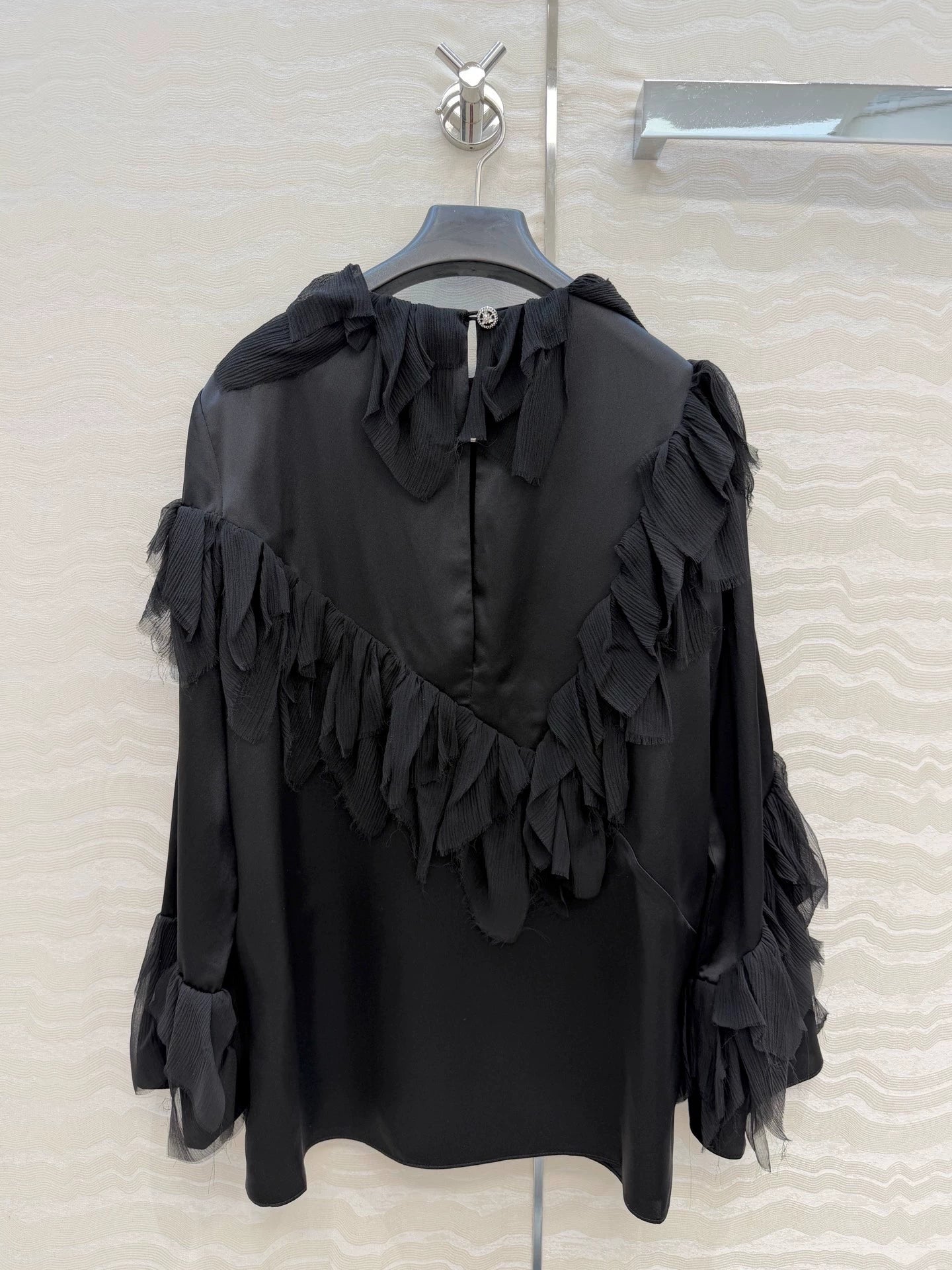 26ss 3D Feather Silk Satin Top
