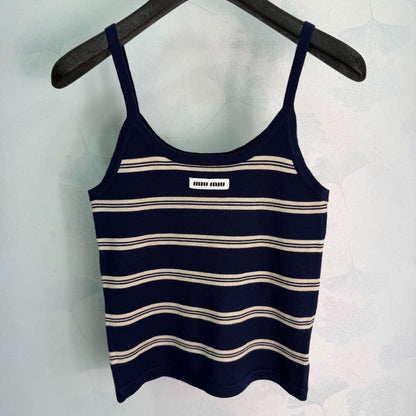 MiuMiu/26 Early Autumn New Striped Vest and Knit Cardigan Two-Piece Set