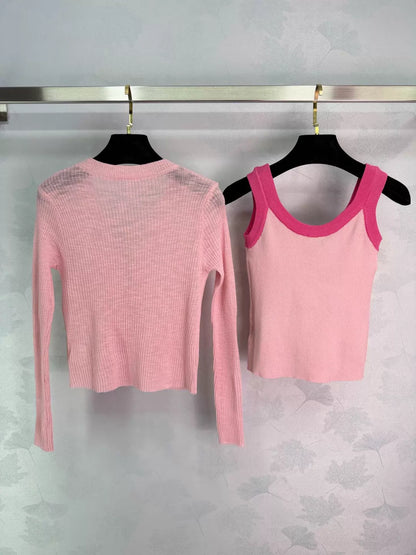 26ss Knit Cardigan and Vest Two-Piece Set