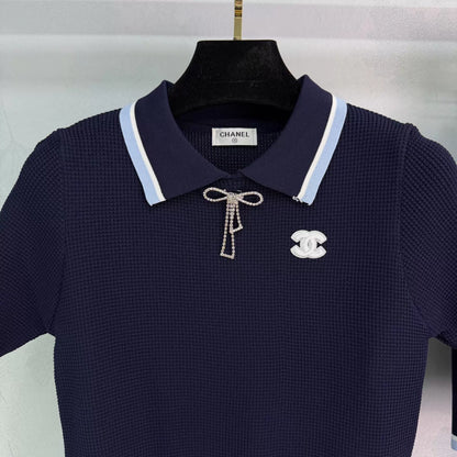 Preppy Style Color-Blocked Knit Set