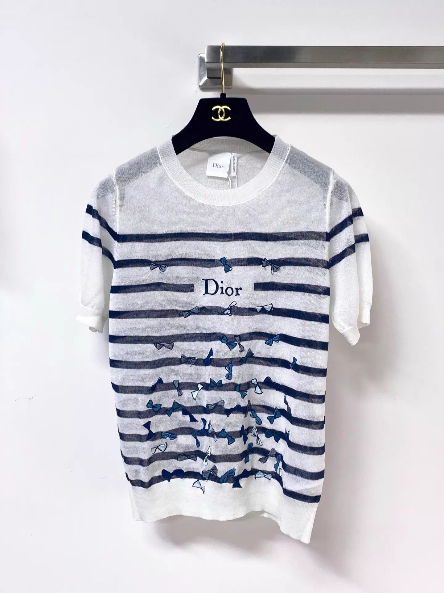 26ss Striped bow T-shirt