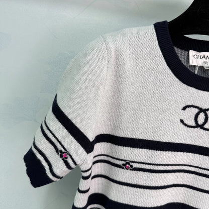 Striped Knit Short-Sleeve T-Shirt