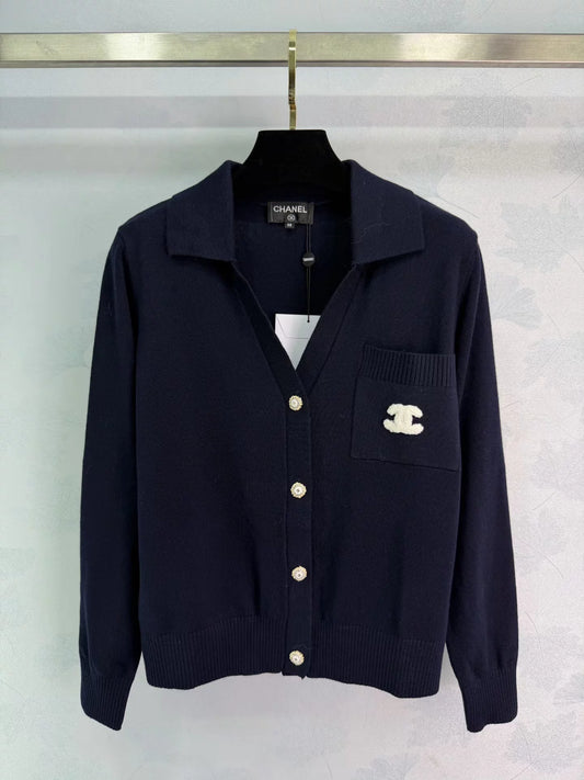 Navy Blue Knit Cardigan
