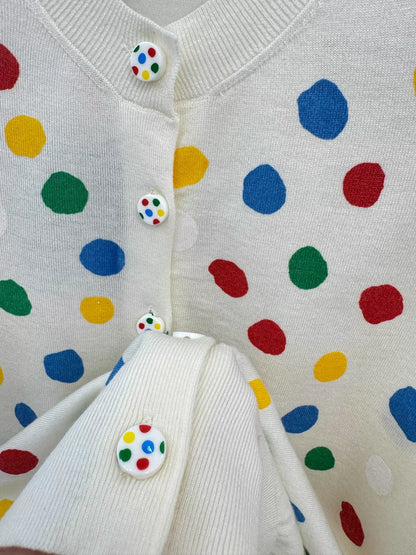 Colorful Polka Dot Knit Cardigan