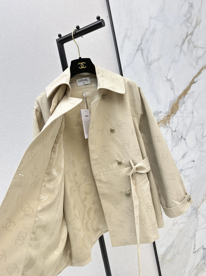 Jacquard Mid-Length Trench Coat