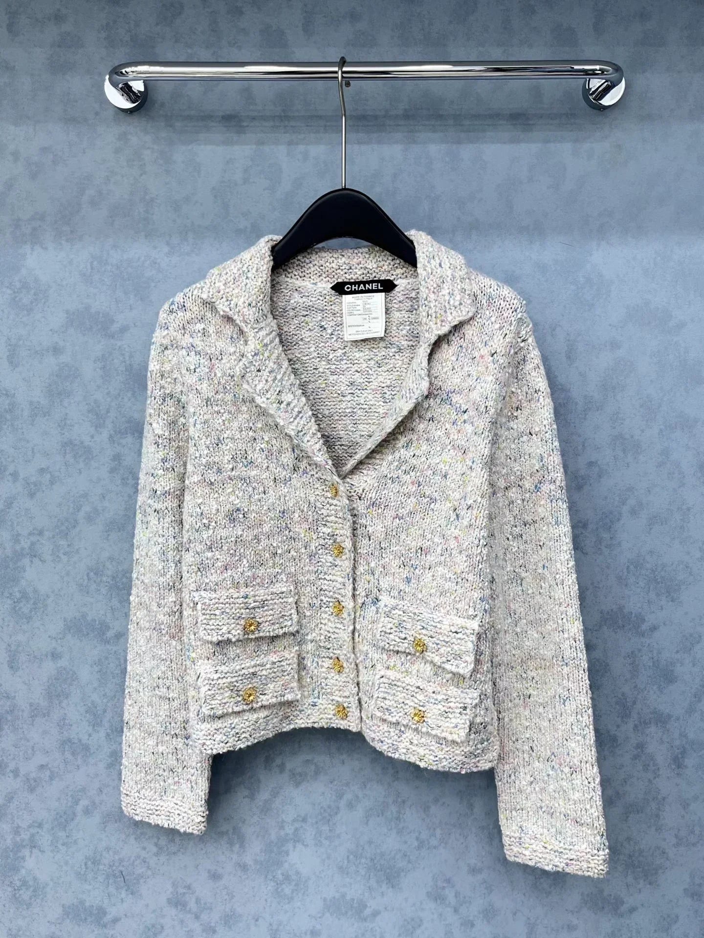 Collared Long-Sleeved Knit Cardigan