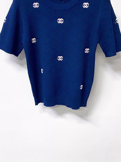 26ss Embroidered logo T-shirt