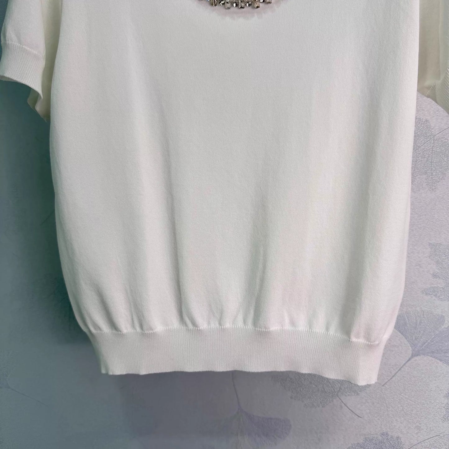 26ss Beaded Neckline Knit T-Shirt