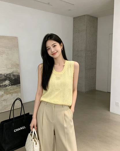 26ss Openwork Knit Sleeveless Vest