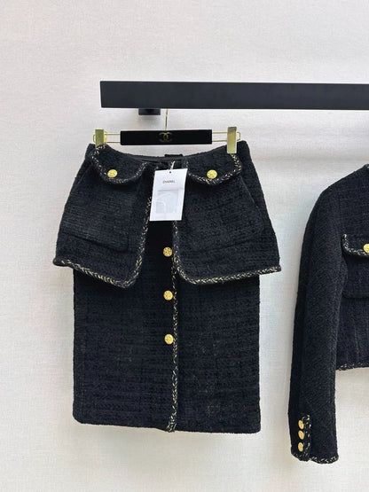 Knitted jacket+fake two-piece design with hip hugging skirt