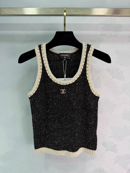 Black tweed blend vest
