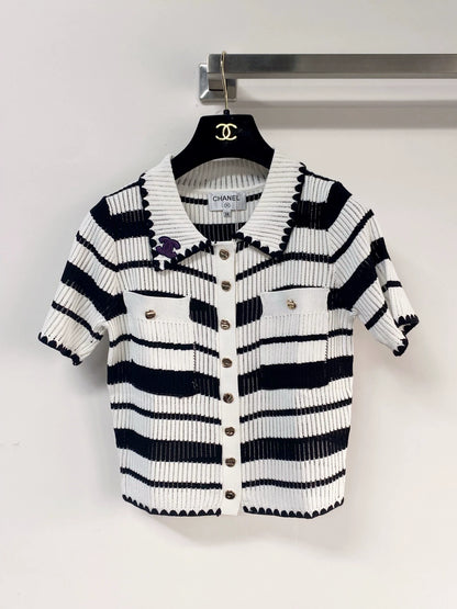 26ss Striped short-sleeved shirt