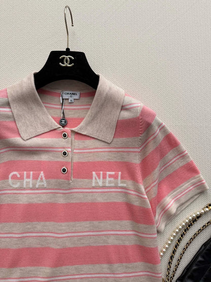 26ss Striped Knit Polo Shirt