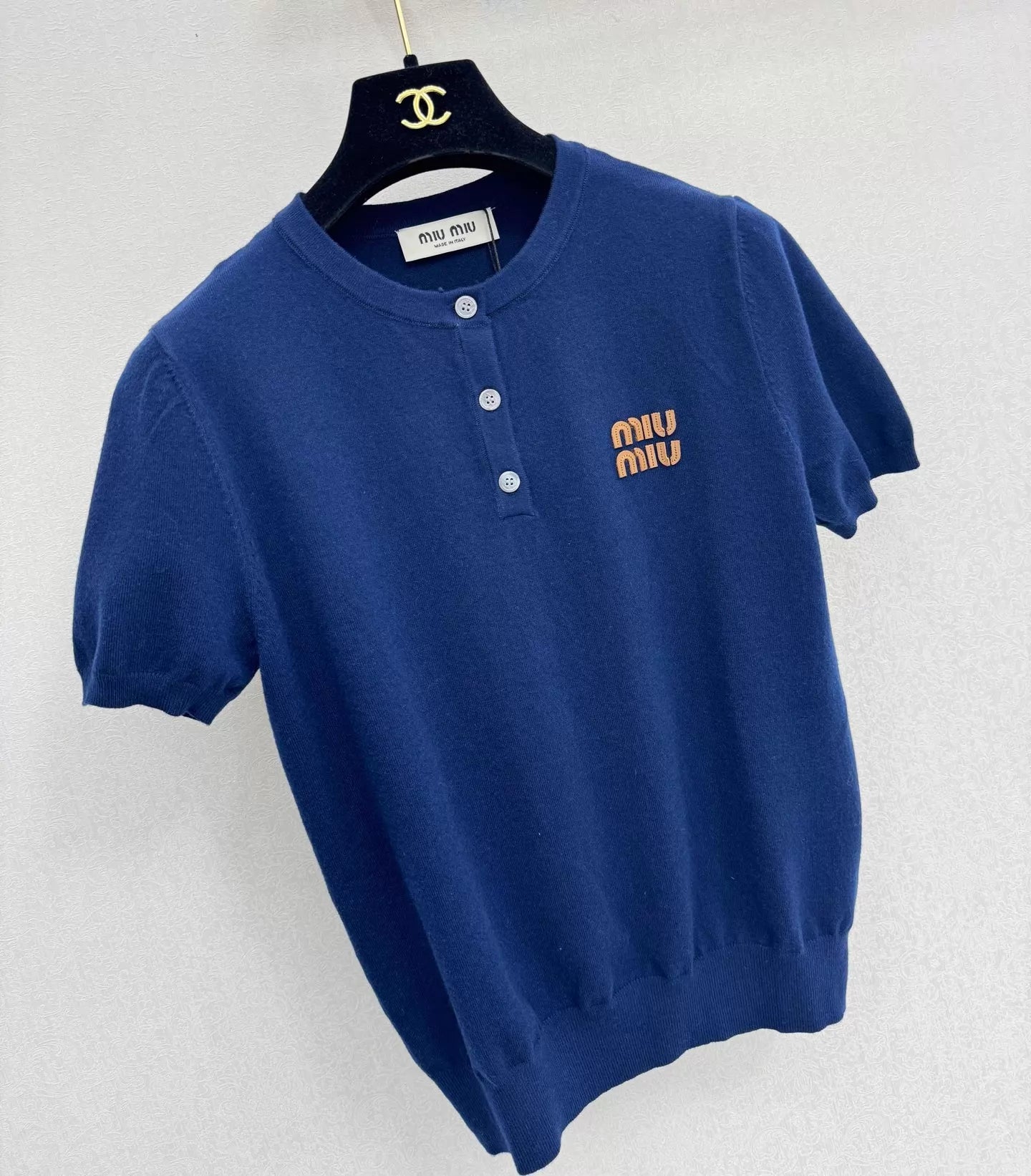 26ss Embroidered Logo Knit T-Shirt