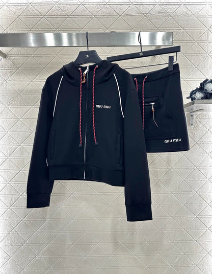 25 Hooded jacket and short skirt set