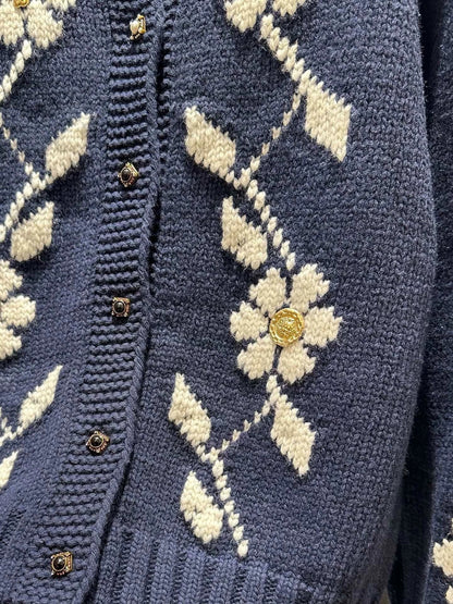 25fw Vintage flower knitted cardigan (vintage series)