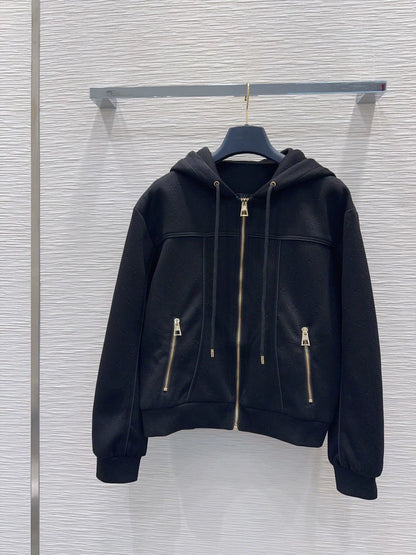 26New Embossed Scuba-Fabric Hooded Jacket