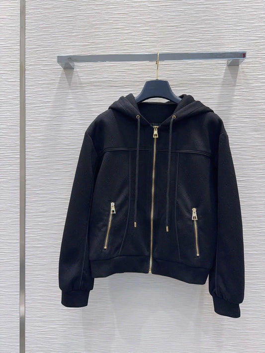 26New Embossed Scuba-Fabric Hooded Jacket