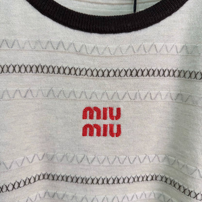 MiuMiu/26ssNew Striped Knit Short Sleeve