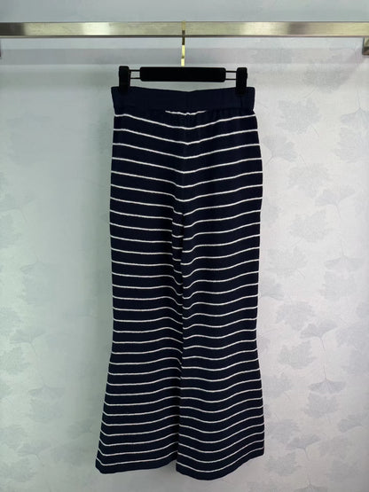 Striped Knit Flared Pants