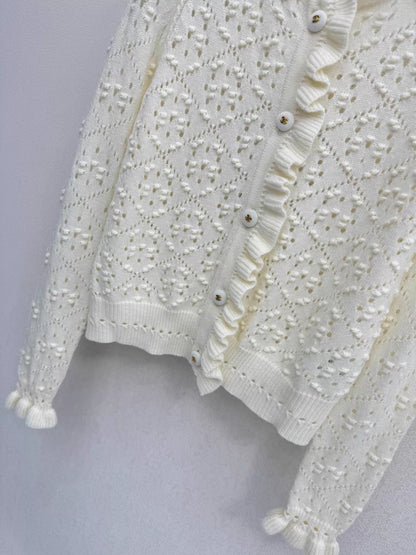 26ss Hollow-out Alpaca Wool Cardigan