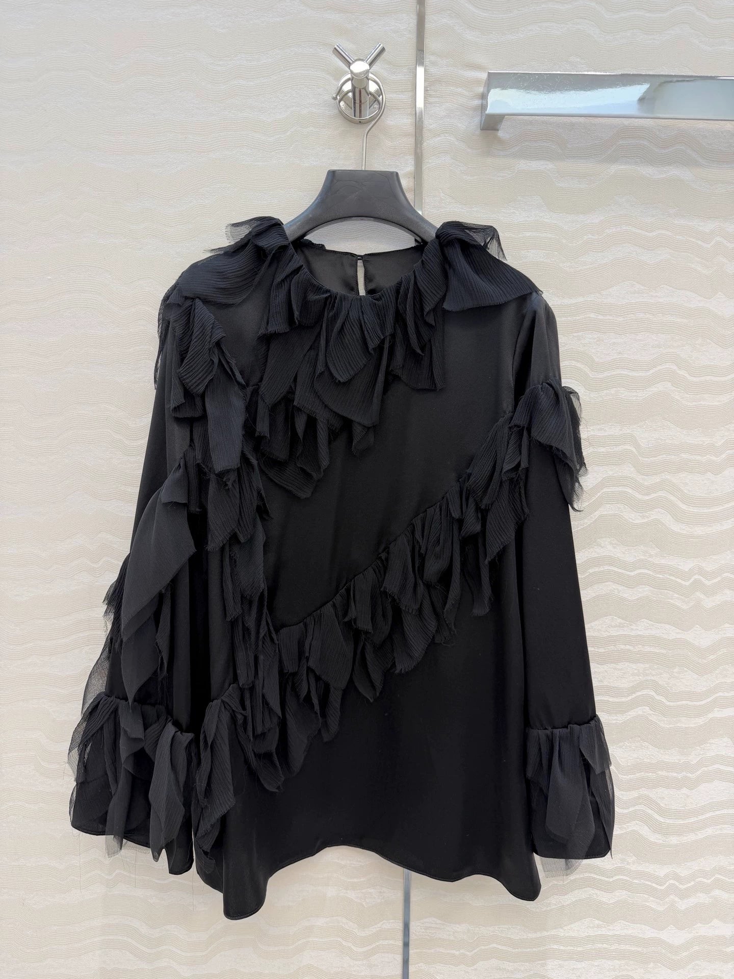 26ss 3D Feather Silk Satin Top
