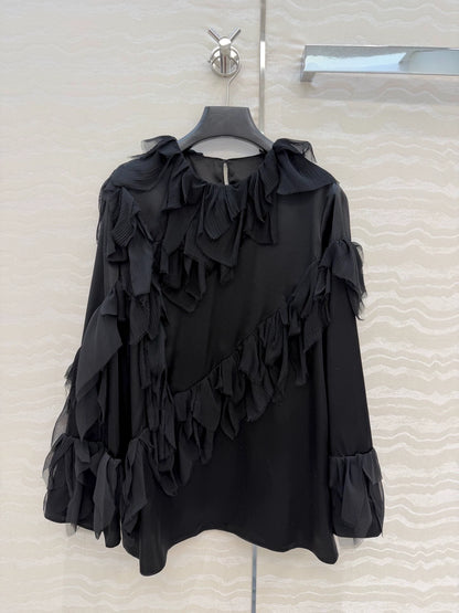 26ss 3D Feather Silk Satin Top