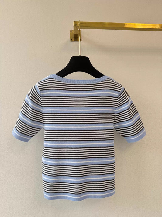 26ss Striped Knit Short-Sleeve T-Shirt