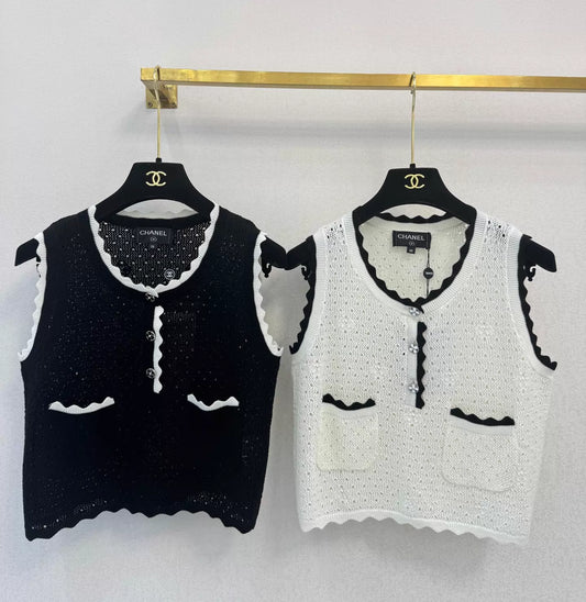 26ss Color-blocked Knitted Vest