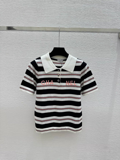26ss Striped Knit Polo Shirt