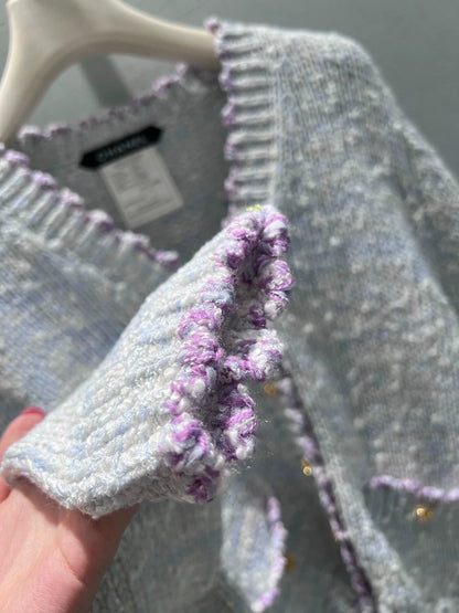 Peter Pan collar wool knit cardigan